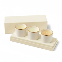 Boîtes cadeaux personnalisées en carton et céramique parfumées pour 3 bougies, avec logo, vente en gros, marque privée