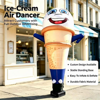 Danseur gonflable en forme de crème glacée, publicité gonflable personnalisée pour la promotion en extérieur des magasins