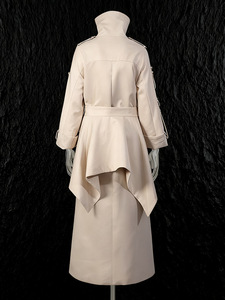 Hochwertiger Hochkragen-Mantel Modischer Doppelreihiger Gürtel-Trenchcoat mit Unregelmäßigem Saum - Product Image 5