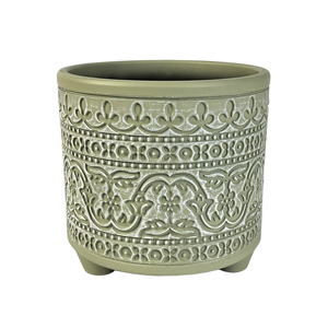 Vente en gros de pots de fleurs en PP de 6 pouces à motif sculpté vintage, <span class=keywords><strong>pieds</strong></span> de <span class=keywords><strong>pot</strong></span> de fleurs en PP, aspect vieilli, légers, durables, avec trou de drainage, pour la maison - Product Image 6