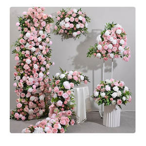 Bunga merah muda buatan Peony Hydrangea Rose taplak bunga taplak meja baris bunga untuk pesta pernikahan jalan memimpin dekorasi bunga - Product Image 5
