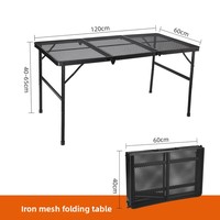 Rechteckiger Aluminium-Klapptisch für den Außenbereich, ultraleicht, tragbar, langlebig, aus Eisengitter, für Grill, Camping, Picknick, Gartenmöbel