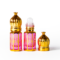 Bouteilles de Dubai Attar Bouteille de parfum de luxe 6ml en verre arabe octogonal rose avec boule en verre et boîte d'emballage