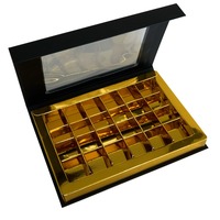 Boîte cadeau en papier vide pour truffes au chocolat dorées magnétiques, avec fenêtre transparente, personnalisable selon les besoins