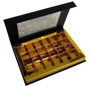 Empty magnetic gold chocolate truffle candy sweet paper gift box, with transparent window customizable according to needs - Product Image 5