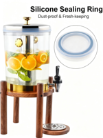 Nouvel équipement de restauration 8L support en bois distributeurs de boissons en plastique double robinet distributeur de boissons de qualité commerciale de qualité alimentaire pour soda
