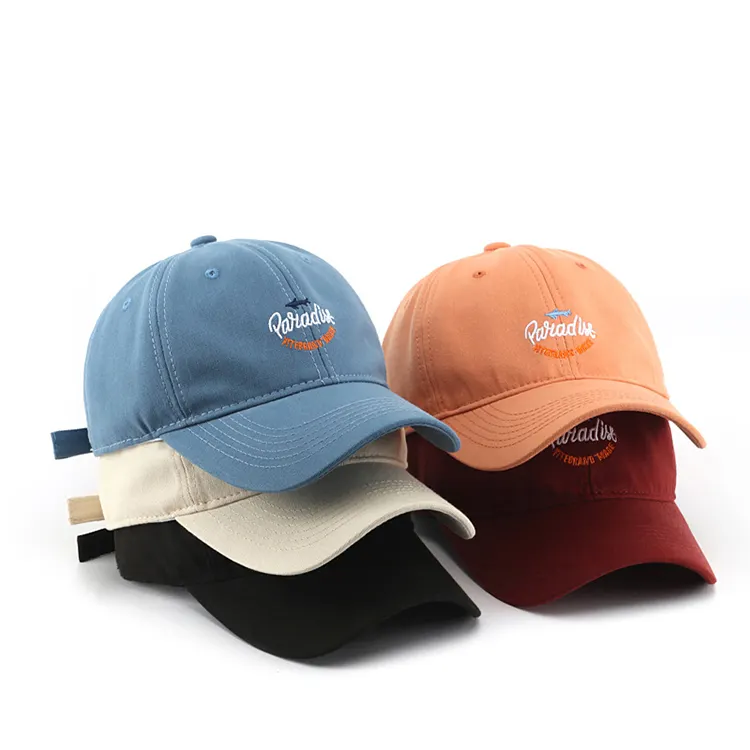 Vente en gros de logo brodé Oem 3d non structuré de haute qualité, chapeau de papa ajustable et uni, casquette de sport en plein air, casquette de baseball