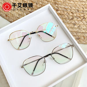 Monture de lunettes en métal Qianai, ronde, unisexe, pour myopie, anti-UV et anti-lumière bleue, taille moyenne - Product Image 5