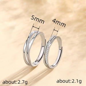 Q872 <b>Wedding</b> <b>Bands</b> 925 <b>Silver</b> Crystal Rhinestone Channel Setting Unisex Fine Rings - Product Image 5