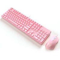 Ensemble clavier et souris mécanique rose avec interrupteur bleu, clavier pour filles mignonnes, périphériques informatiques pour joueurs d'e-sport