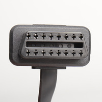 60cm coche OBD2 16 pines 8-Core macho a hembra Cable de extensión OBD codo Cable plano