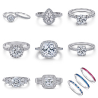 Élégantes bagues de fiançailles et alliances en argent sterling 925 avec zircone cubique taille poire, taille coussin, taille radiant, taille princesse, ensemble de mariée pour fête