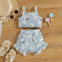 Ensembles décontractés pour bébés filles, imprimés floraux avec short à volants, vêtements d'été pour tout-petits, 2 pièces