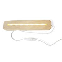 Base de lumière rectangulaire en bois de 300mm, support d'affichage à LED d'alimentation USB, Base à Led blanc chaud pour lampe à Illusion 3D en acrylique