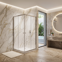 Cabine de douche encadrée Alcove 60x32 pouces avec paroi coulissante transparente de 8 mm et niche à trois côtés
