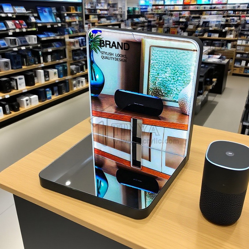 white levitating display stand