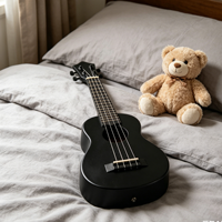 Black Soprano Ukulele 4 String Mini Acoustic Guitar,Lightweight Uke for Beginners, Kids, Adults,Travel,Music Lessons&Gift Giving