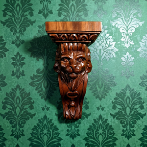 Sculpture murale Art Déco en bois sculpté à la main, motif lion, pour l'entrée, le couloir, la maison et l'hôtel - Product Image 1
