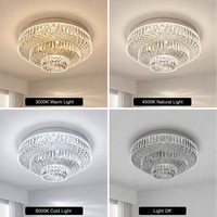 Plafonnier LED 260 mm, Best-seller, style lustre en cristal compact, luminaire de plafond abordable et luxueux, lumière vive et uniforme pour appartements