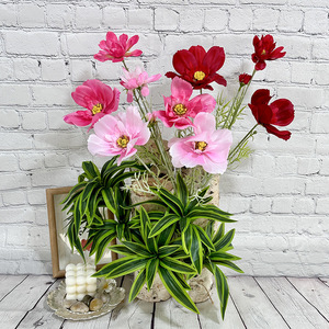 Queyiyi Flowers Artificial Cosmos Silk Flowers Realistic <b>Wedding</b> Home Decor Arrangement <b>Props</b> - Product Image 1