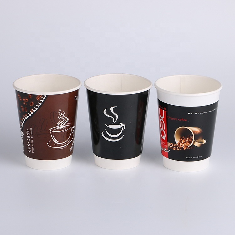 Gobelets à café jetables avec Double mur, couleurs personnalisées, Logo imprimé, environnemental, vente en gros, pièces