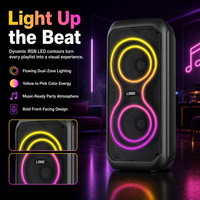 HANSUO HS-TD04A1Speaker Pesta Kompak Ganda 4 Inci dengan Pemutar Musik Nirkabel, Lampu LED RGB, dan Remote Control