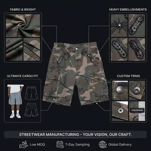 OEM Herren-Jeans Maßgefertigte Herren-Waldtarn-Denim-Cargo-Shorts mit Strass-Besatz 3D Multi-Taschen Baggy Vintage Camo Jorts - Product Image 3