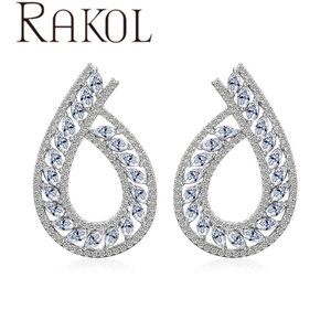 Rakol EP631ต่างหูผู้หญิงเกาหลีลูกบาศก์ Zirconia เครื่องประดับเงิน - Product Image 5