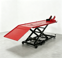 Table élévatrice à ciseaux pour moto Jierui, hydraulique et pneumatique, double entraînement, avec verrou de sécurité, pince réglable, modèle CE JRM1