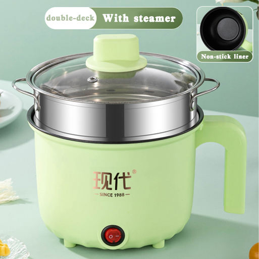 Intérieur antiadhésif vert/18 cm avec cuiseur vapeur en acier inoxydable