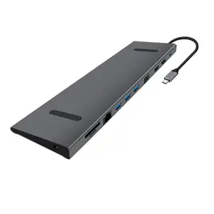 Veggieg 2019热卖产品DP VGA局域网HDMI 11端口USB 11 IN 1型集线器，适用于笔记本电脑c型设备macbook多媒体