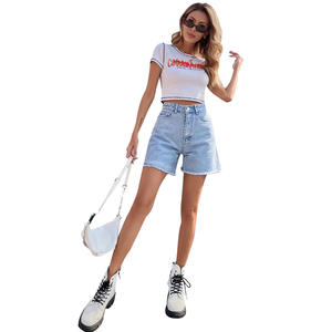 Pantalones Cortos de Mezclilla para Mujer Ohsisa, Estilo Europeo Americano, Tendencia Casual, Cintura Media, Corte Recto Holgado, Lavado Claro, Secado Rápido, Deportivos de Verano - Product Image 3