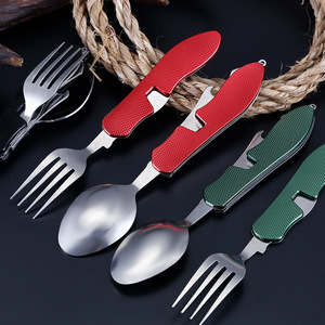 Bộ Dao Kéo Gấp Đa Năng 4 Trong <span class=keywords><strong>1</strong></span> Có Thể Tháo Rời, Bộ Nĩa Và Dao Bằng Thép Không Gỉ, Bộ Dụng Cụ Cắm Trại Ngoài Trời - Product Image 6