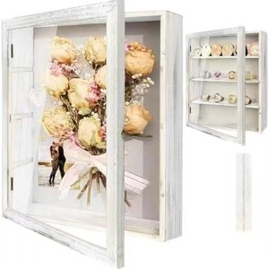 Caja de madera para fotos, marco rectangular negro, duradero, para exhibir y guardar flores secas y recuerdos - Product Image 2