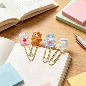 <b>Cute</b> Animal <b>Bear</b> Paper Clip 50 Mm Metal Pvc Soft Rubber Student Office Stationery Bookmark Creative Cartoon Design - Product Image 2