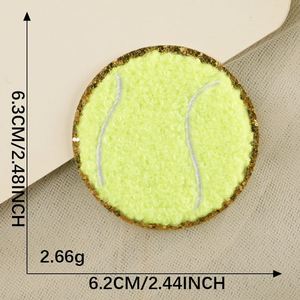 Patchs en chenille brodés thermocollants, motif étoile de baseball jaune, avec bordure dorée pailletée, pour la décoration de vêtements et de sacs - Product Image 5