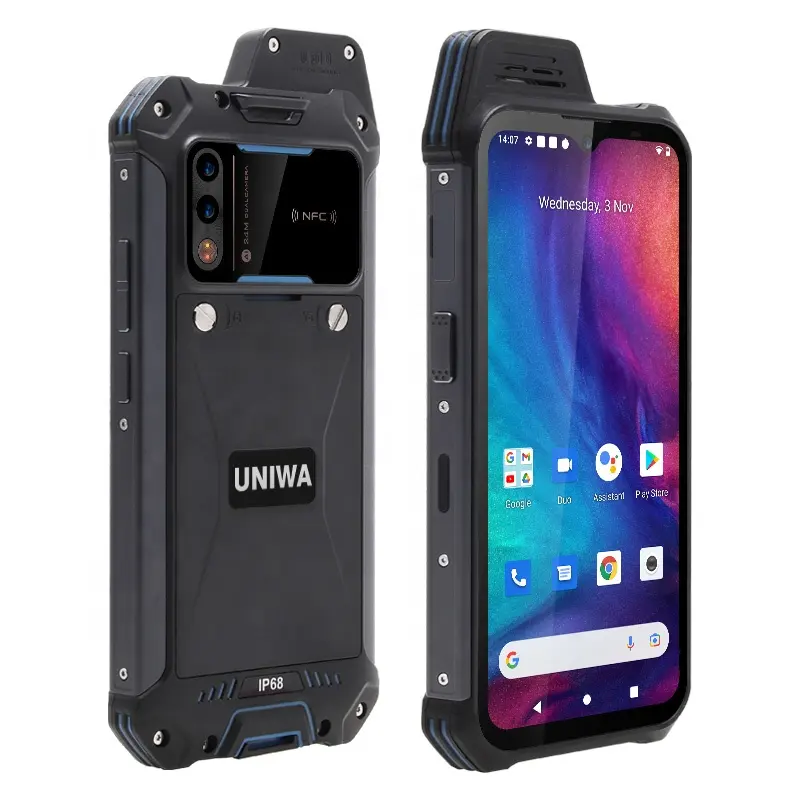 Ponsel Tahan Ledakan 6.3 Inci Atex Zone 2, Ponsel Cerdas Android 4G UNIWA W888 Tahan Ledakan Tahan Banting dengan Layar Tetesan Air