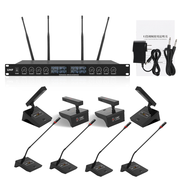 YT8 UHF 8 Channels Professional Dynamic Desktop Wireless Gooseneck Conference Microphone Noise Cancelling 70m Working Distance