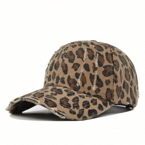 2025 New Arrival Vintage Washed Distressed Summer Sun <b>Hat</b> Leopard Print Stylish 6 Panels Fashion Baseball <b>Hat</b> - Product Image 6
