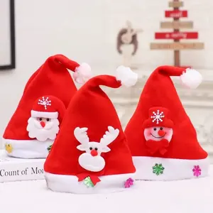 Eautiful-gorro de felpa con dibujos animados para niños, decoración de Navidad con luces LED