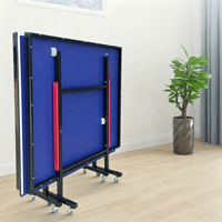 Table de ping-pong pliante en acier avec plateau de 18 mm d'épaisseur et roulettes, table de ping-pong mobile d'intérieur pour l'entraînement et la compétition