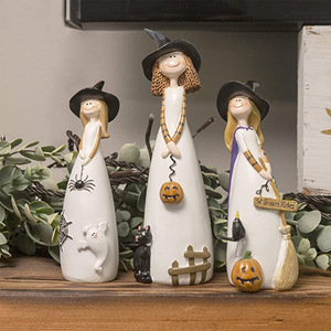 Halloween <b>Witch</b> Resin Statue Set Indoor <b>Decoration</b> Craft Gift For Holiday Party - Product Image 5
