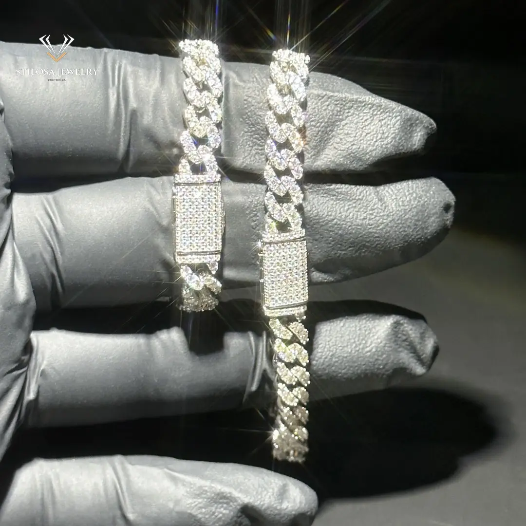 couple Bracelet Fashion Jewelry 6mm 8mm Width Vvs moissanite Cuban Chain With Silver 925 luxury Bracelet