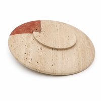 Plateau de service rond en travertin rouge beige NANWEI, deux tons, vente en gros personnalisée pour table à manger, décoration d'hôtel