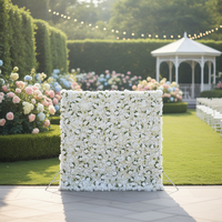 Mur de fleurs artificielles pour toile de fond de mariage, cadeau de la Saint-Valentin, mur de fleurs rouges, mur de roses matinales 8 pieds x 8 pieds
