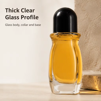 Flacon roll-on transparent en verre de 50 ml, forme irrégulière, imprimé offset, épaisseur 0,5 cm, pour déodorant liquide sous les aisselles – Disponible immédiatement