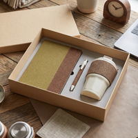 Ensemble cadeau écologique : carnet, stylo et mug, avec logo personnalisé, souvenir d'entreprise, cadeau de bureau