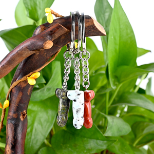 Dildos en quartz rose naturel et quartz clair, porte-clés en cristal pour massage thérapeutique pour gays - Product Image 4