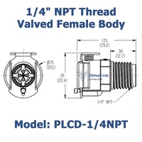 ZDVseal Valved Quick Connect Fitting 1/4 NPT Thread POM Body EPDM Seal for Aquarium Fish Tank Water System