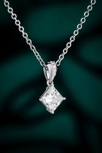 Classic 14K <b>Solid</b> White <b>Gold</b> 1.042ct Princess Cut Lab Grown Diamond <b>Pendant</b> Necklace | Princess Cut Lab Created Diamond <b>Pendant</b> - Product Image 3